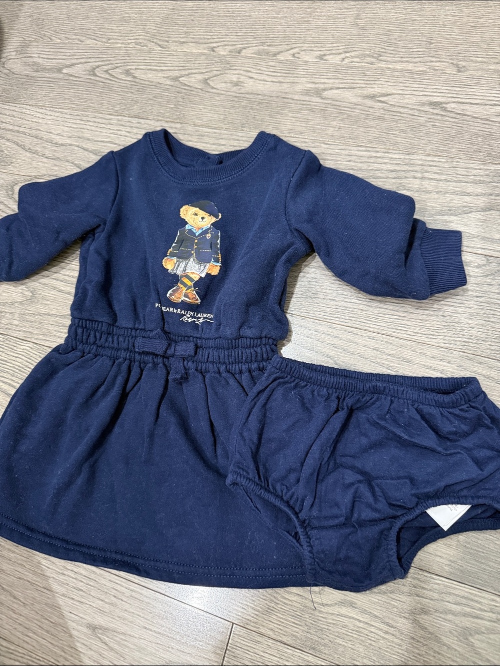 Ralph Lauren Navy Bear Knit Dress with Bloomers